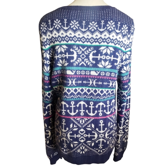 Vineyard Vines Sweater Womens XL Nautical Blue Anchor Pattern Cashmere Pullover - Picture 4 of 11